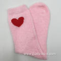 Pink heart feather yarn socks